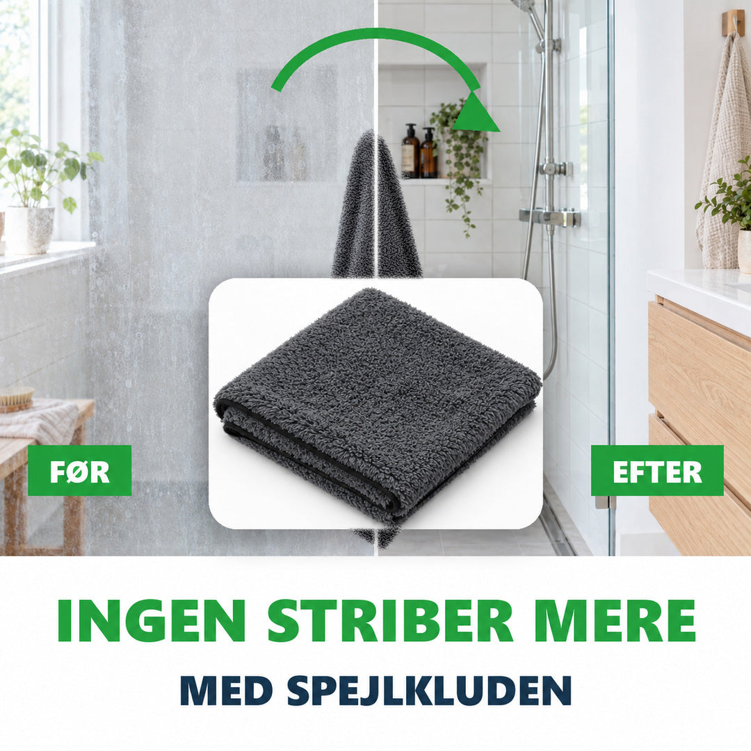 Før og efter – spejl uden kalkpletter med Spejlkluden