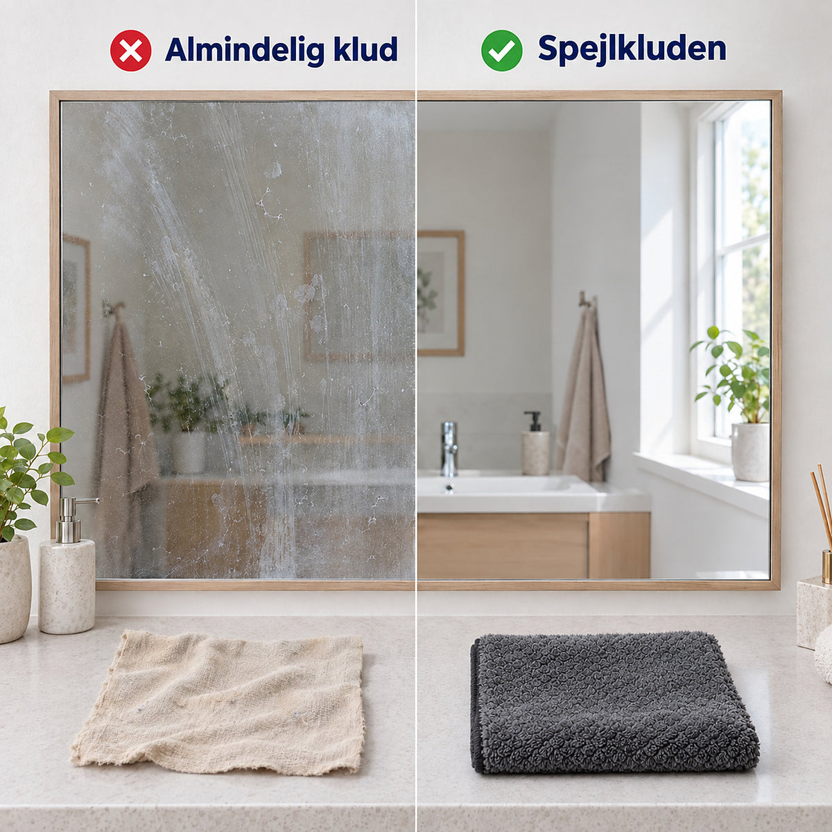 Almindelig klud vs Anti-kalk Spejlklud