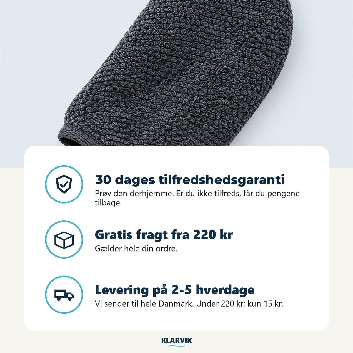 30 dages tilfredshedsgaranti og gratis fragt fra 220 kr hos Klarvik
