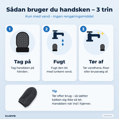 Sådan bruger du handsken – 3 trin (illustration)