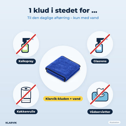 1 klud i stedet for spray, køkkenrulle og vådservietter (illustration)