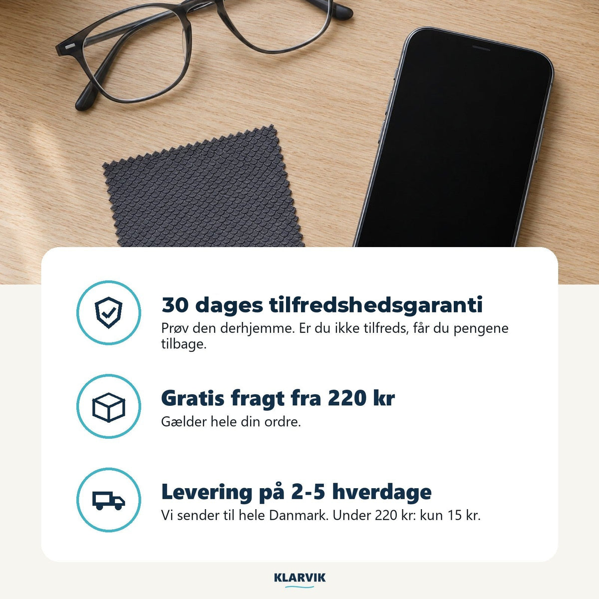 30 dages tilfredshedsgaranti og gratis fragt fra 220 kr hos Klarvik