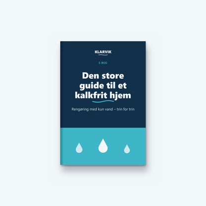 E-bog: Den store guide til et kalkfrit hjem – forside på lyseblå baggrund