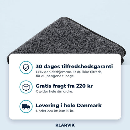 30 dages tilfredshedsgaranti og gratis fragt fra 220 kr hos Klarvik